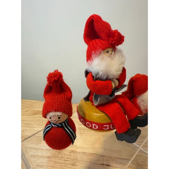 Lot of 3 Ljungstroms Of Sweden Tomte Wooden Figures God Jul JL - Picture 2 of 10